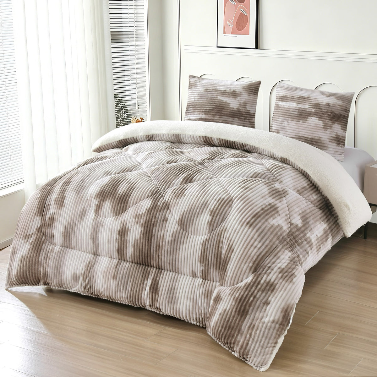 Pilotă Cocolino cu Blăniță 200x230 cm + 2 Fețe de Pernă 50x70 cm, Model Degrade, Multicolor