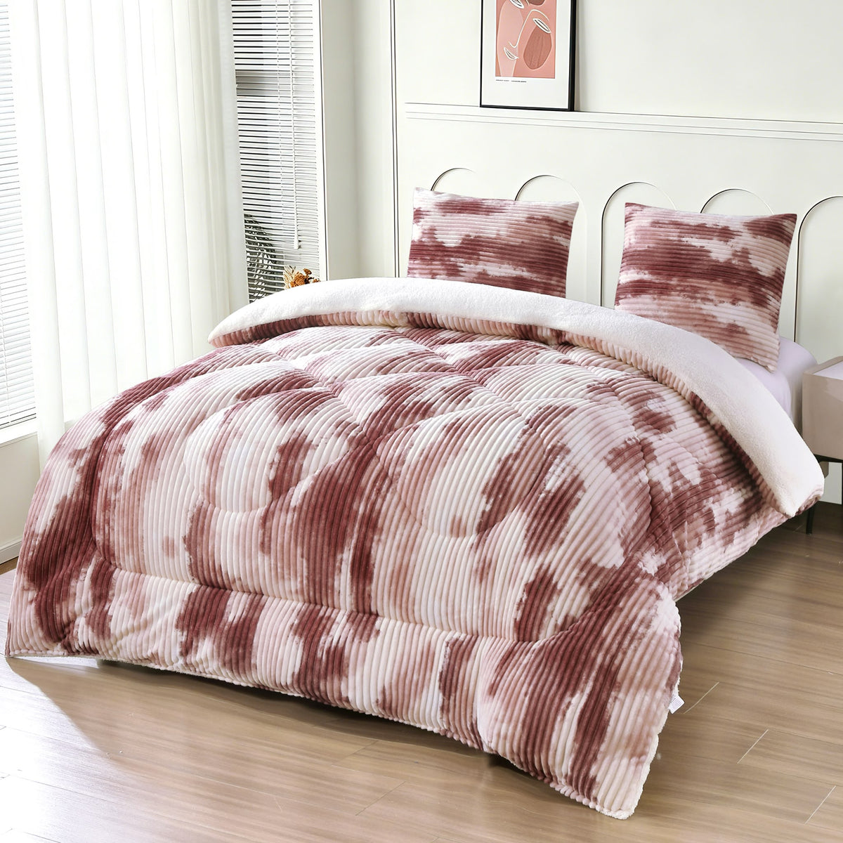 Pilotă Cocolino cu Blăniță 200x230 cm + 2 Fețe de Pernă 50x70 cm, Model Degrade, Multicolor