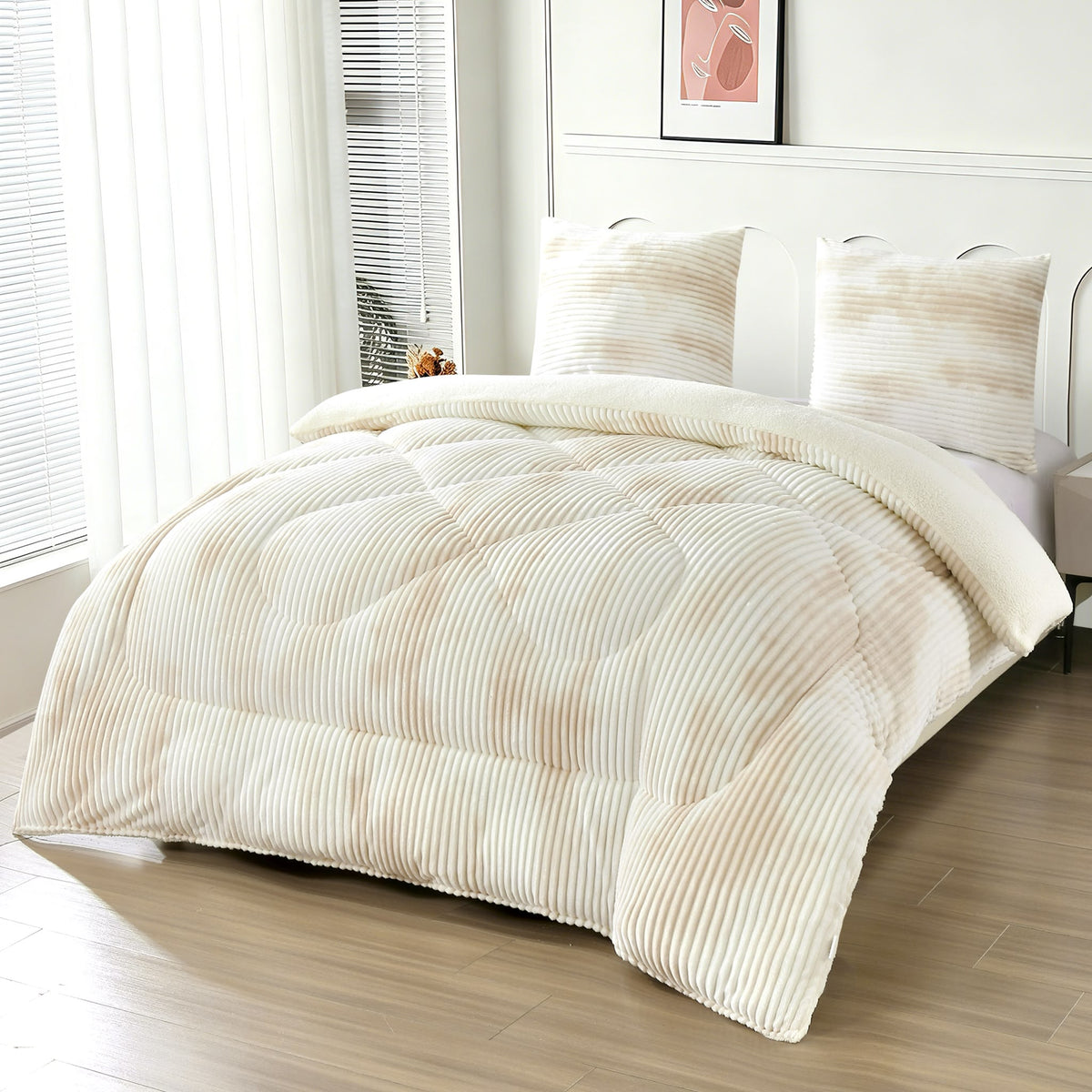 Pilotă Cocolino cu Blăniță 200x230 cm + 2 Fețe de Pernă 50x70 cm, Model Degrade, Multicolor
