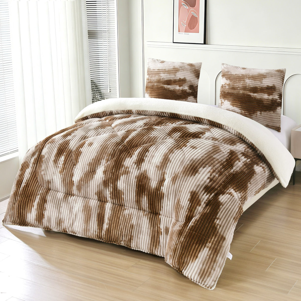 Pilotă Cocolino cu Blăniță 200x230 cm + 2 Fețe de Pernă 50x70 cm, Model Degrade, Multicolor