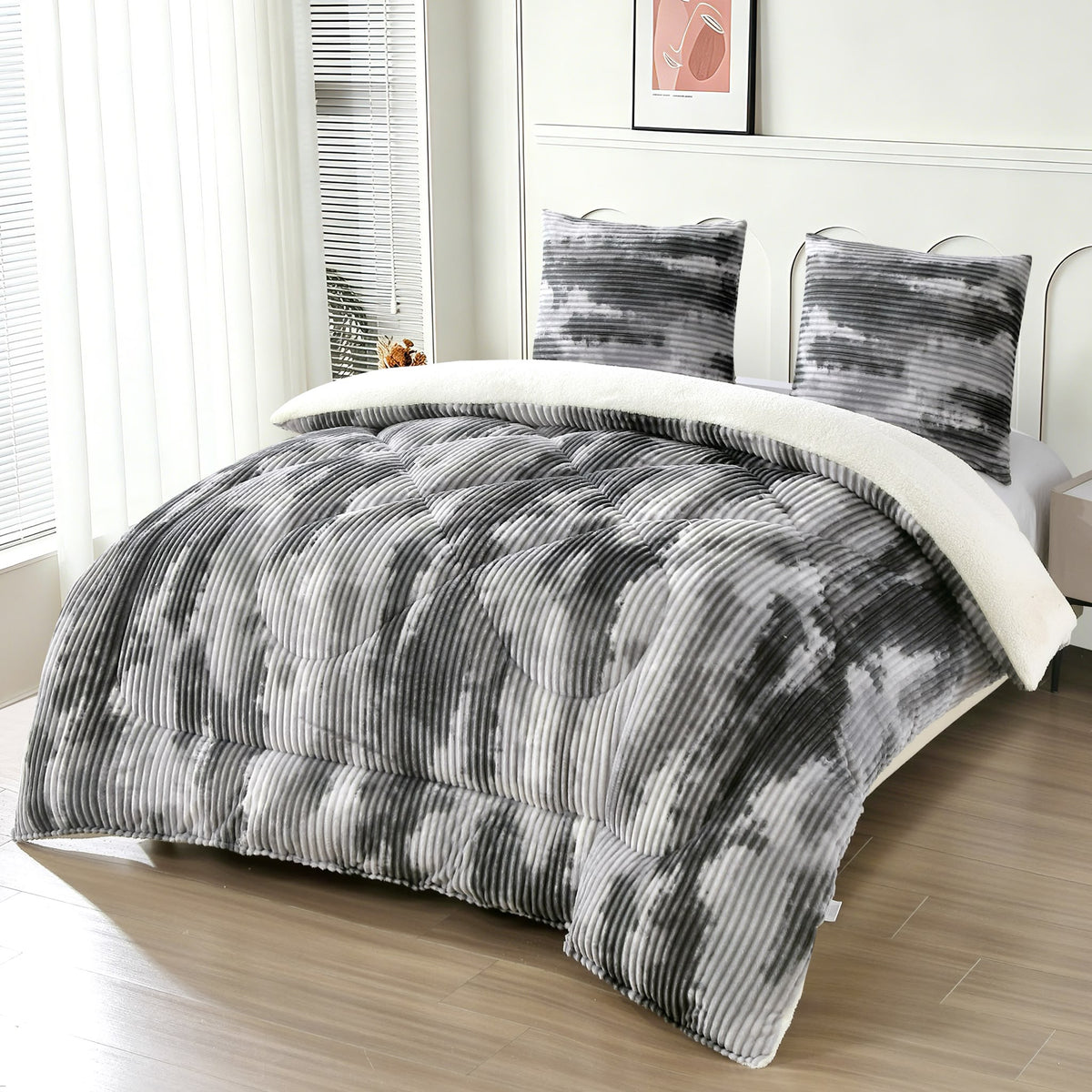 Pilotă Cocolino cu Blăniță 200x230 cm + 2 Fețe de Pernă 50x70 cm, Model Degrade, Multicolor