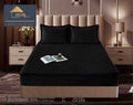Husa de Pat Catifelata cu Elastic, 160 x 200cm, cu Doua Fete de Perna , Negru , C633