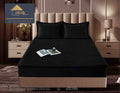 Husa de Pat Catifelata cu Elastic, 180 x 200cm, cu Doua Fete de Perna, Negru , C618