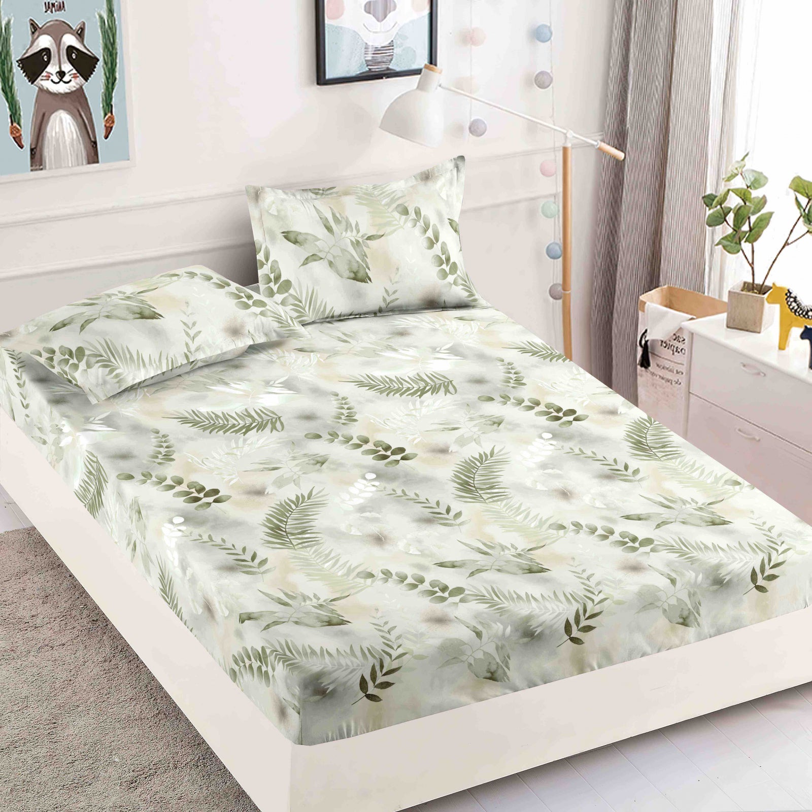 Husa de pat din Finet cu Elastic cu 2 fete de perna 180x200 , C895