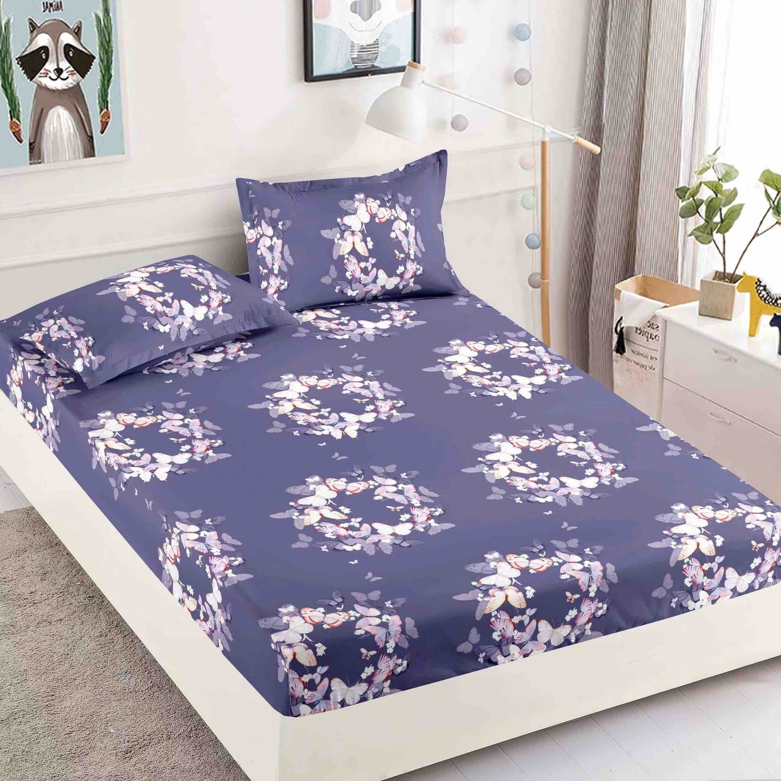 Husa de pat din Finet cu Elastic cu 2 fete de perna 180x200 , C852