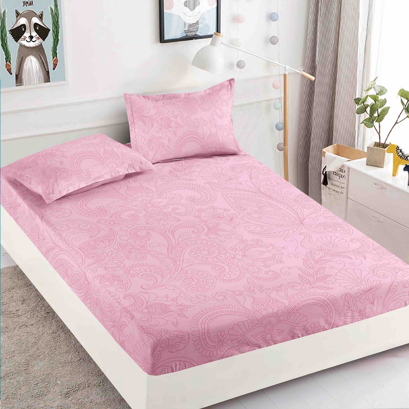 Husa de pat din Finet cu Elastic cu 2 fete de perna 180x200 , C948