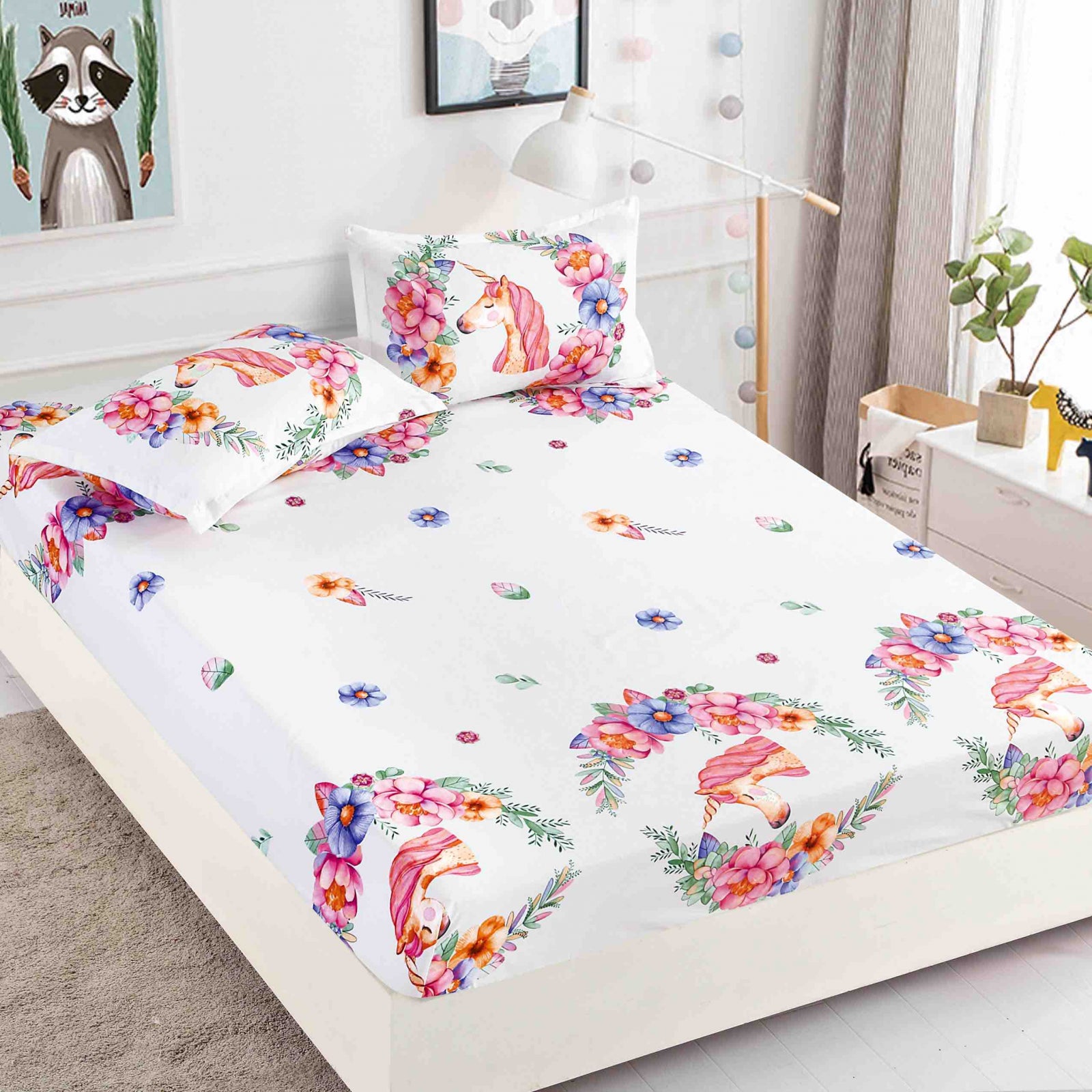 Husa de pat din Finet cu Elastic cu 2 fete de perna 180x200 , C915