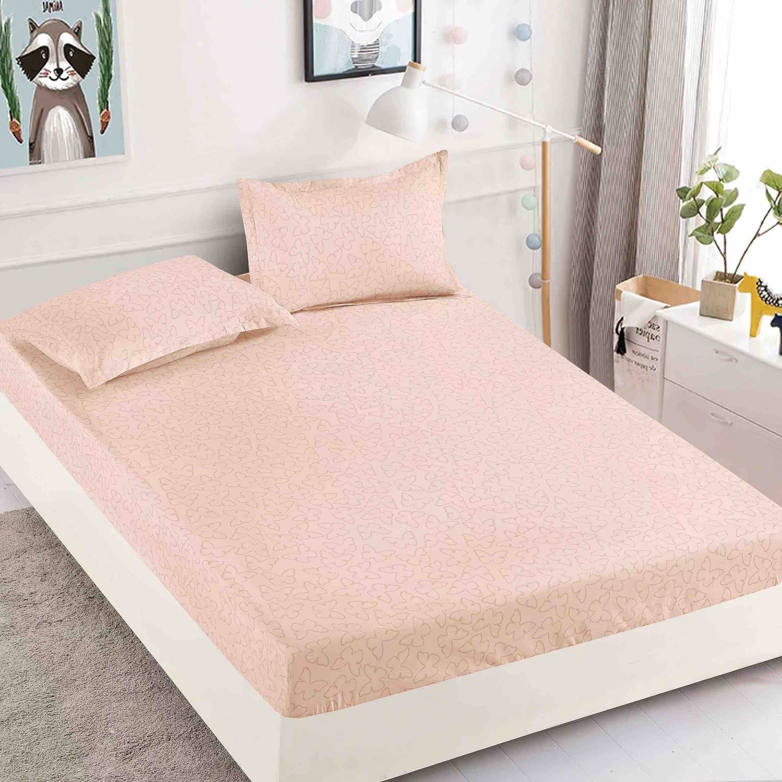 Husa de pat din Finet cu Elastic cu 2 fete de perna 180x200 , C853
