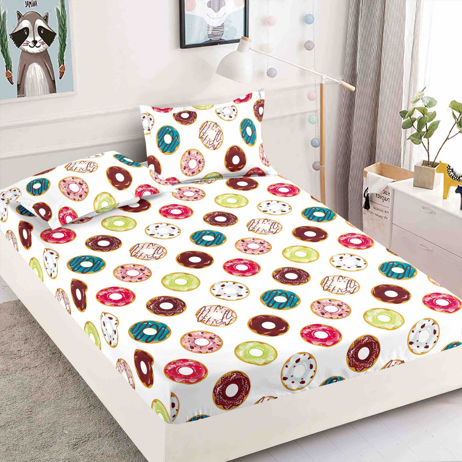 Husa de pat din Finet cu Elastic cu 2 fete de perna 180x200 , C860