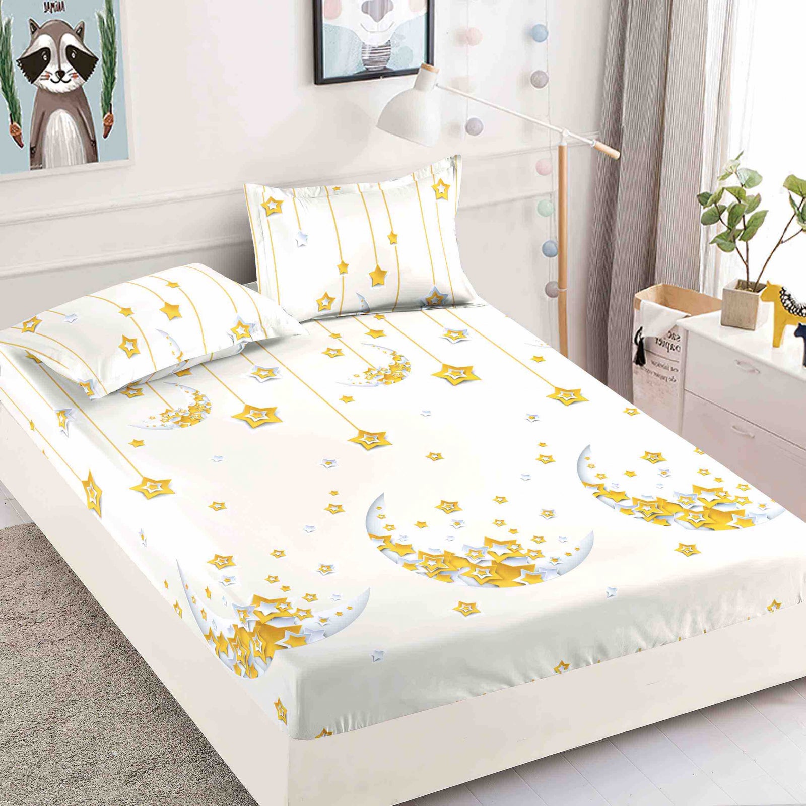 Husa de pat din Finet cu Elastic cu 2 fete de perna 180x200 , C874