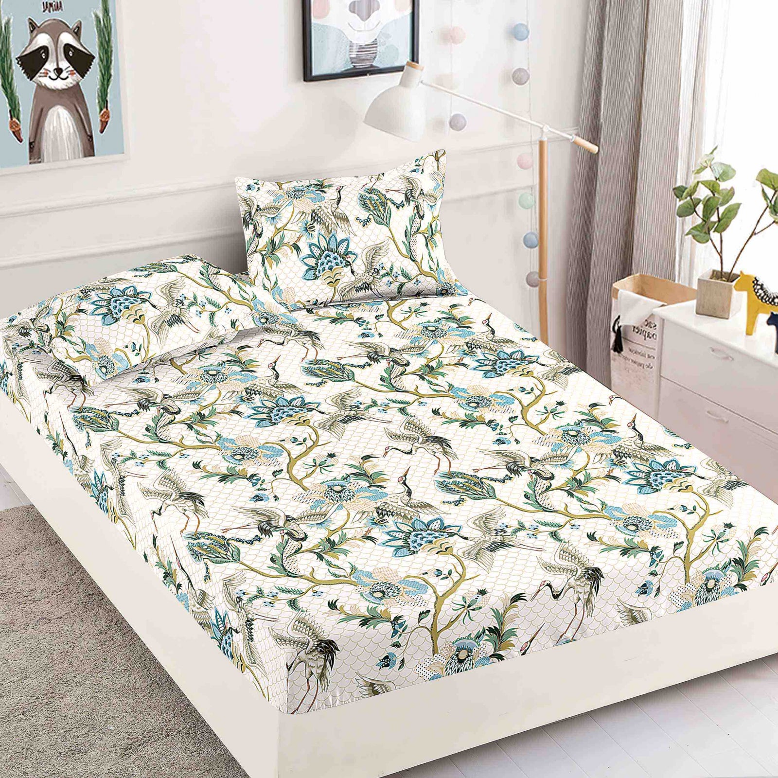 Husa de pat din Finet cu Elastic cu 2 fete de perna 180x200 , C878