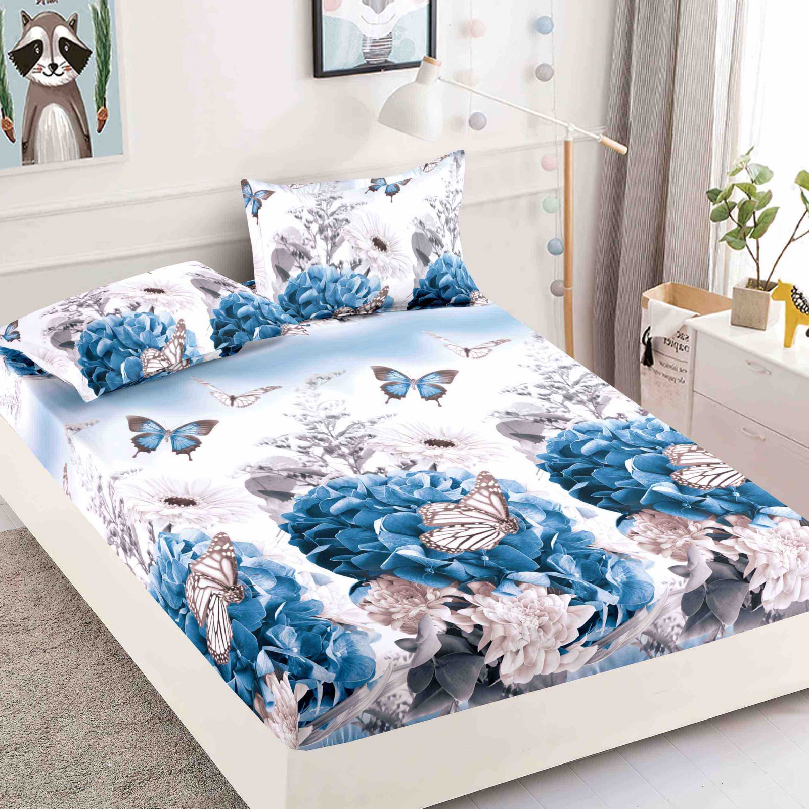 Husa de pat din Finet cu Elastic cu 2 fete de perna 180x200 , C882