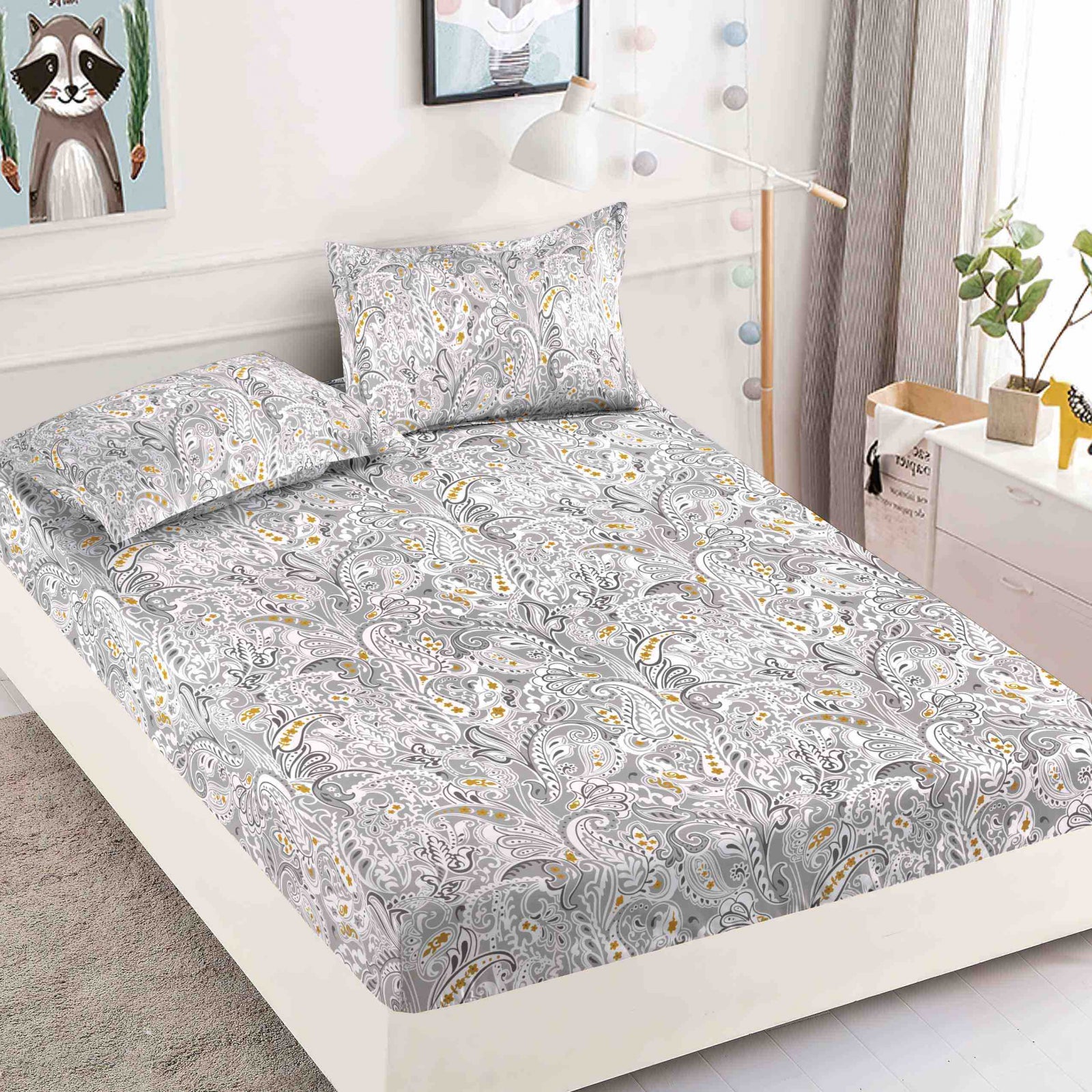 Husa de pat din Finet cu Elastic cu 2 fete de perna 180x200 , C885