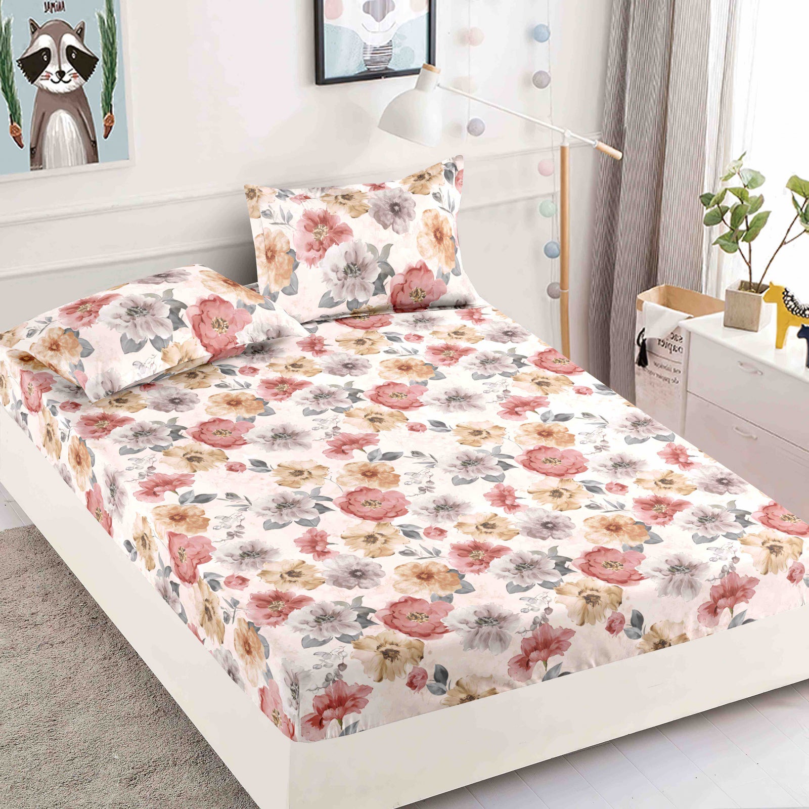 Husa de pat din Finet cu Elastic cu 2 fete de perna 180x200 , C896