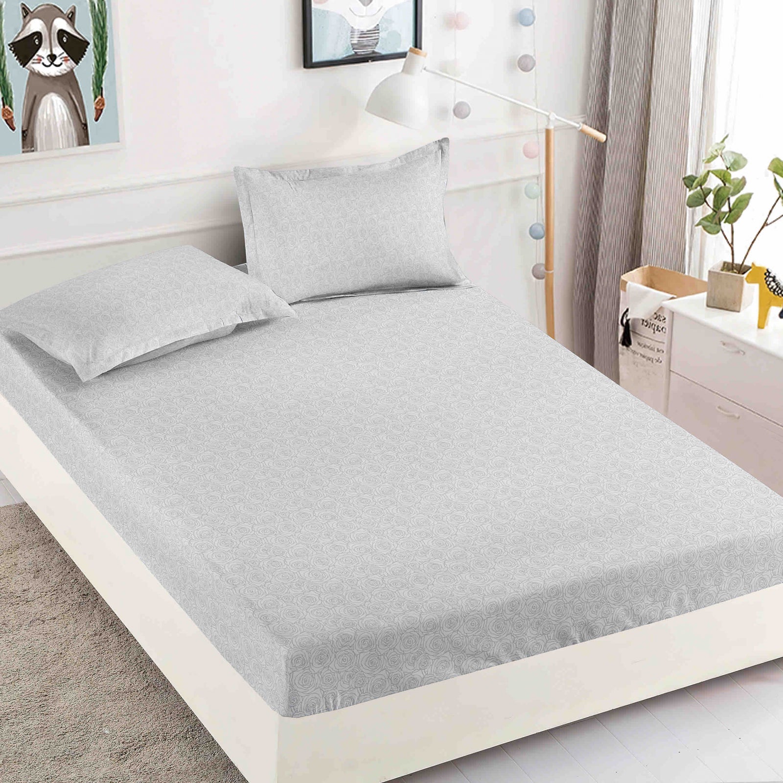 Husa de pat din Finet cu Elastic cu 2 fete de perna 180x200 , C910