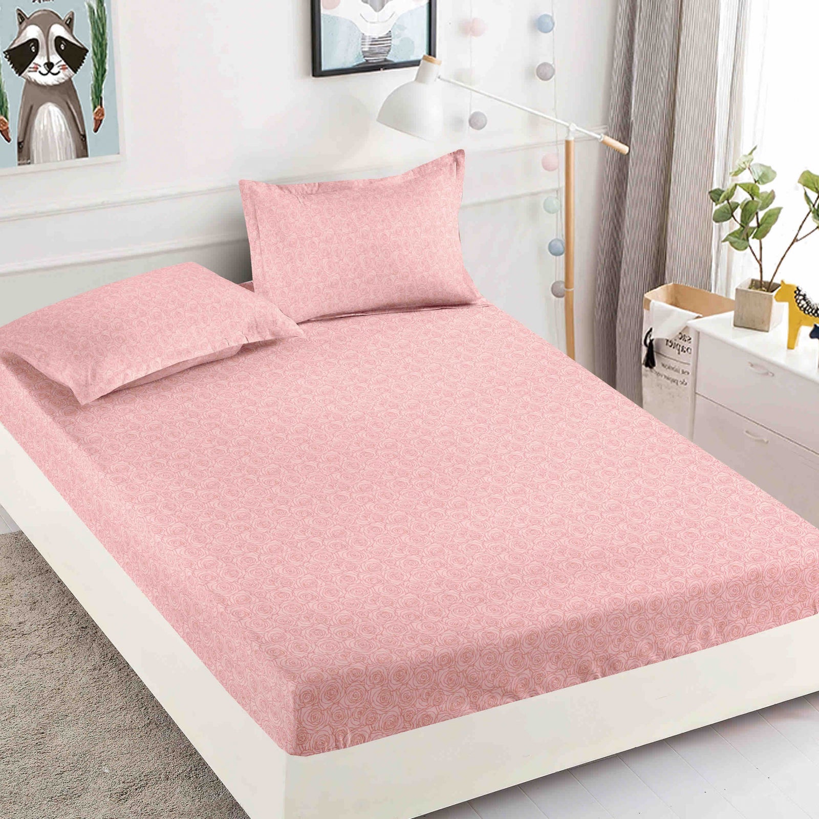 Husa de pat din Finet cu Elastic cu 2 fete de perna 180x200 , C911