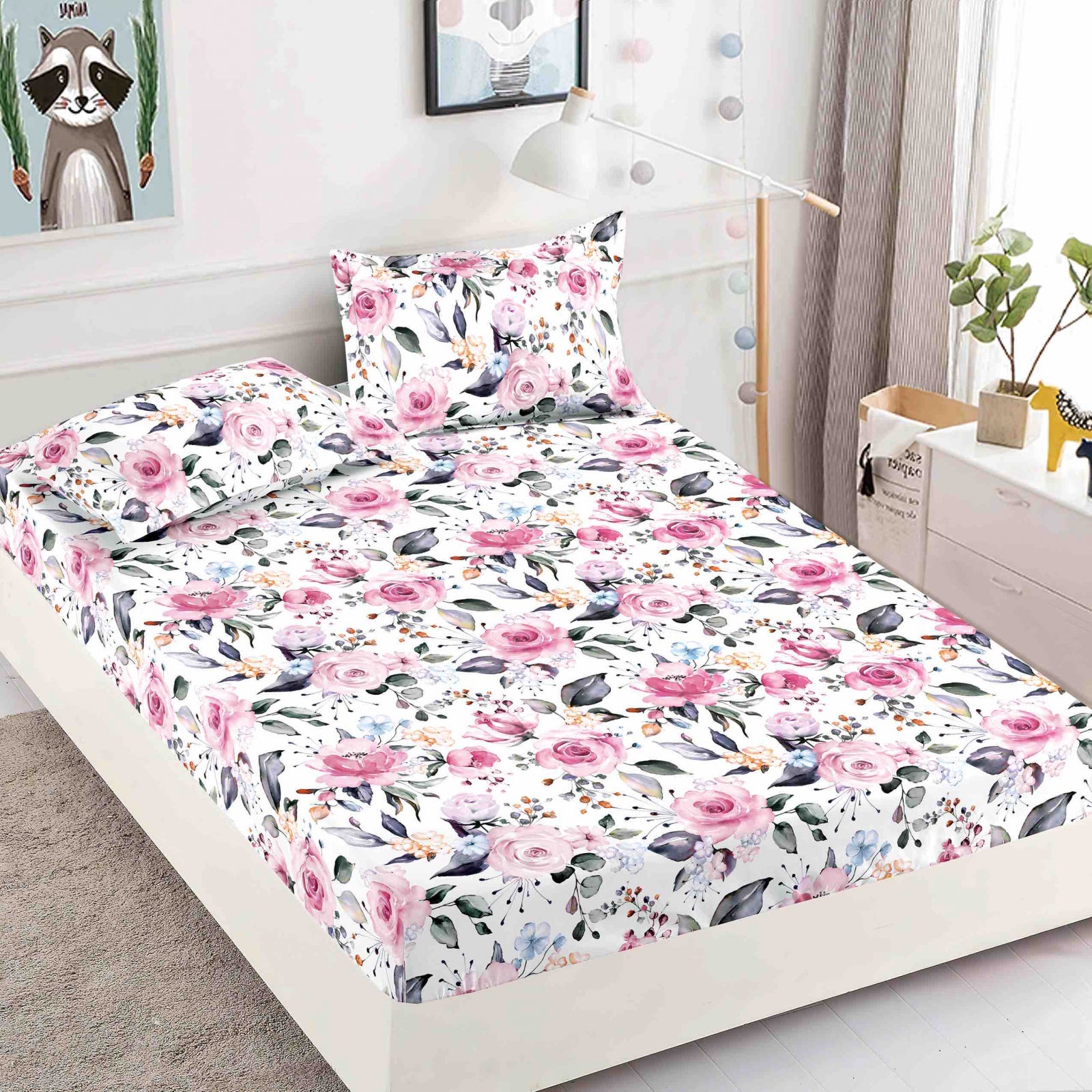 Husa de pat din Finet cu Elastic cu 2 fete de perna 180x200 , C943