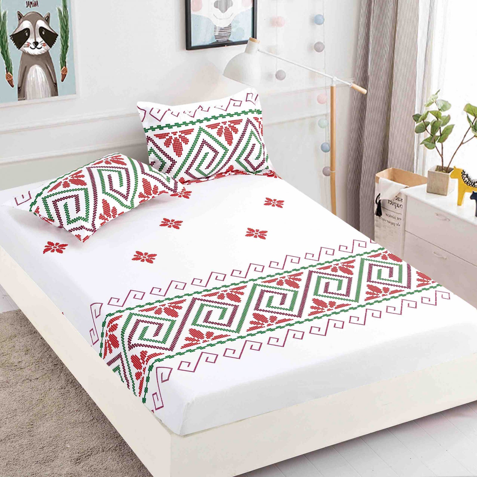 Husa de pat din Finet cu Elastic cu 2 fete de perna 180x200 , C960