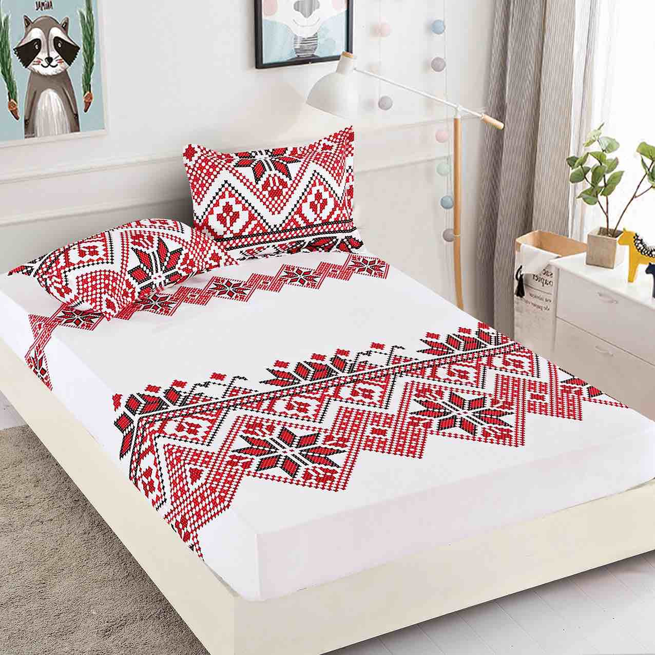 Husa de pat din Finet cu Elastic cu 2 fete de perna 180x200 , C963