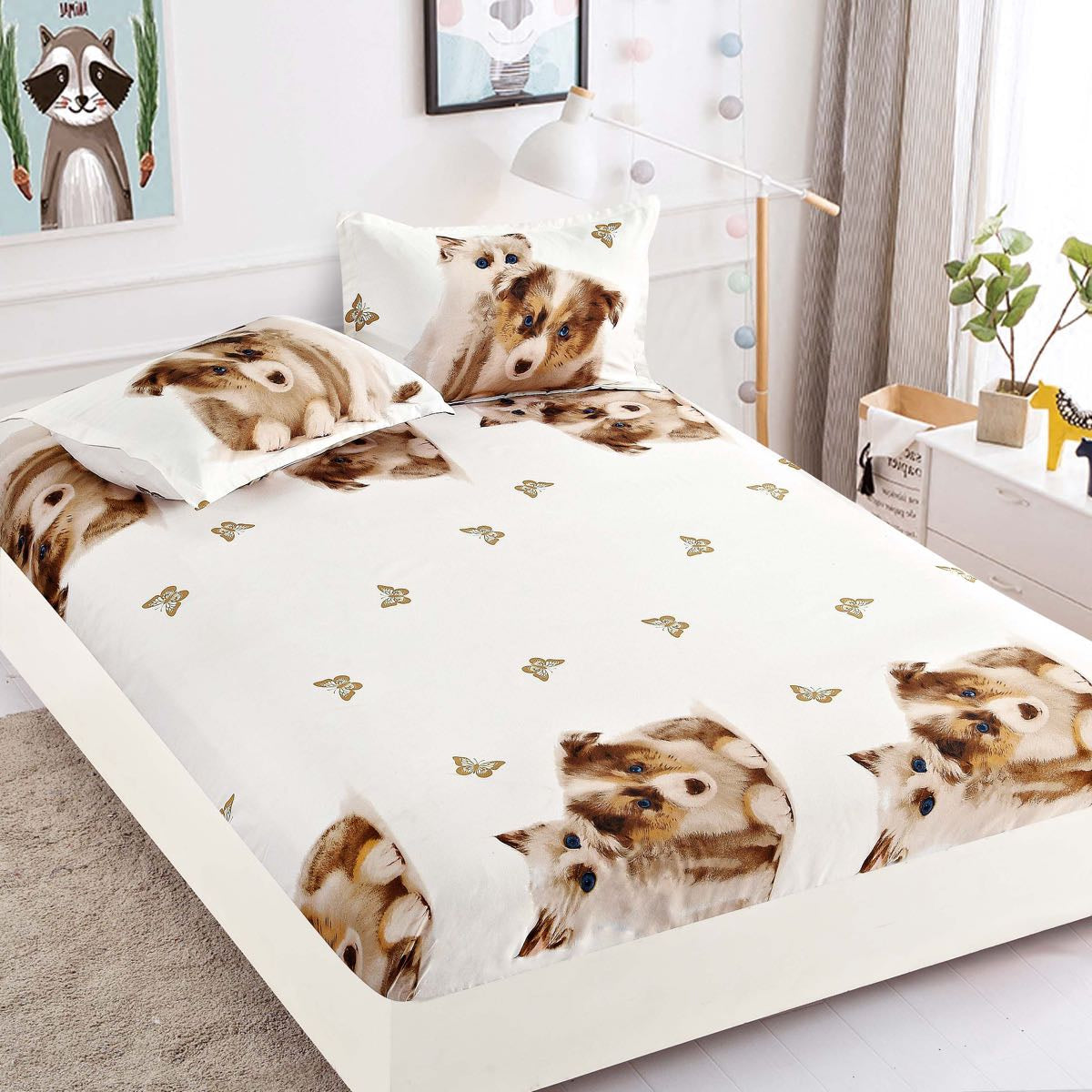Husa de pat din Finet cu Elastic cu 2 fete de perna 180x200 , C969