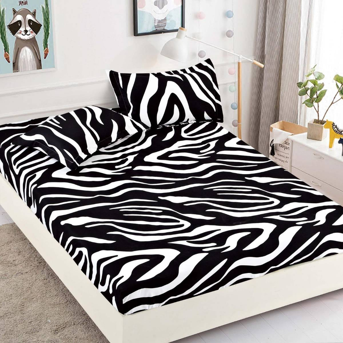 Husa de pat din Finet cu Elastic cu 2 fete de perna 180x200 , C974