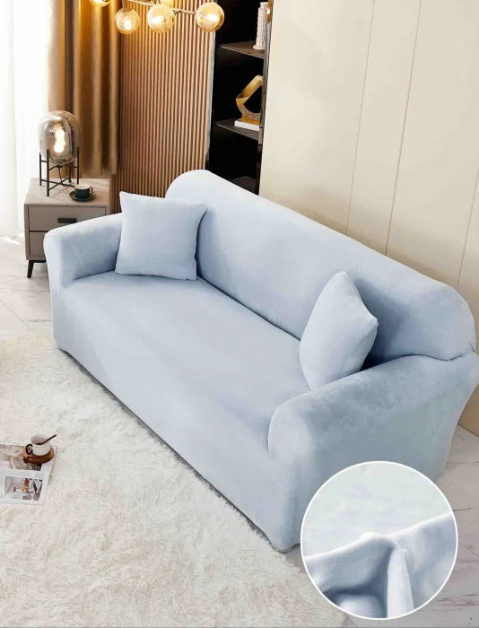 Husa Elastica Pentru Canapea din Catifea 2 Locuri - Bleu C678
