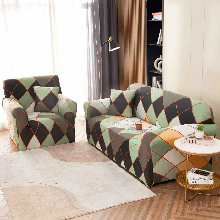 Husa Elastica Pentru Canapea din Lycra 3 Locuri - Verde Maro C736