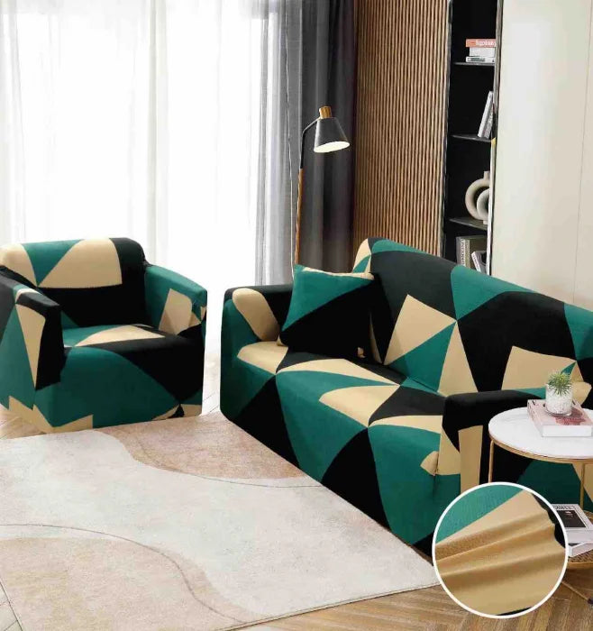 Husa Elastica Pentru Canapea din Lycra 3 Locuri - Verde Negru C737