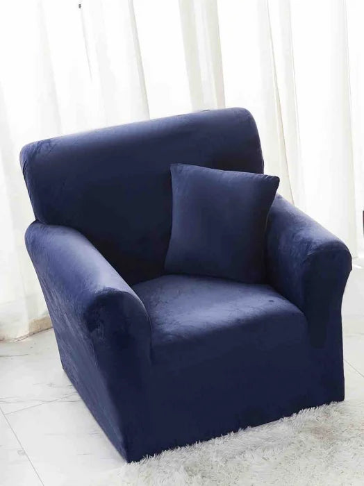 Husa Elastica Pentru Fotoliu din Catifea - Albastru C693