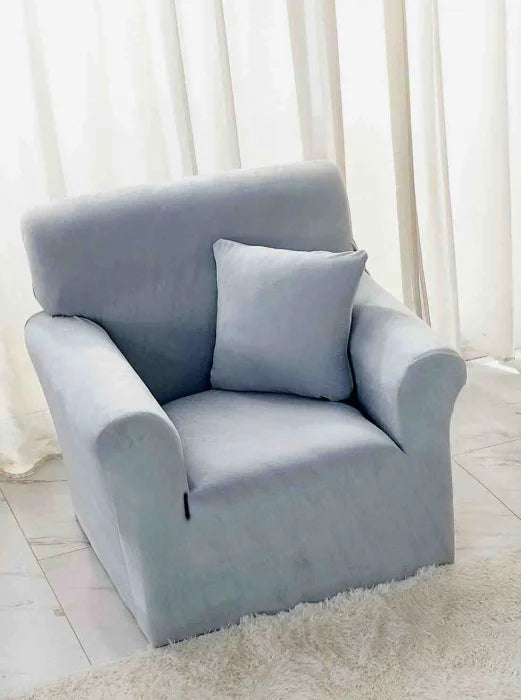 Husa Elastica Pentru Fotoliu din Catifea - Gri C696