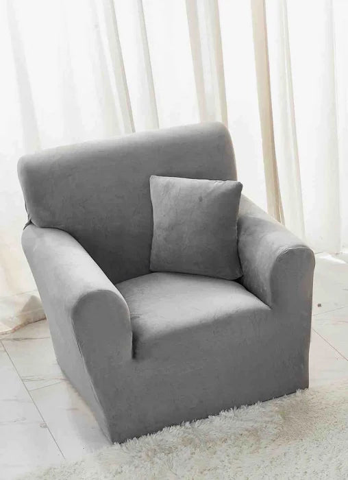 Husa Elastica Pentru Fotoliu din Catifea - Gri  C699