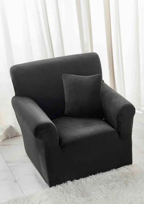 Husa Elastica Pentru Fotoliu din Catifea - Negru C695