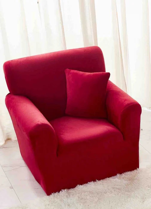 Husa Elastica Pentru Fotoliu din Catifea - Rosu C691