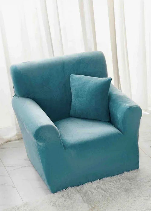 Husa Elastica Pentru Fotoliu din Catifea - Turcoaz C698