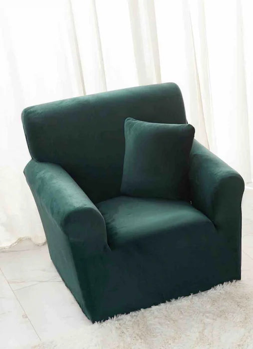 Husa Elastica Pentru Fotoliu din Catifea - Verde Smarald C666