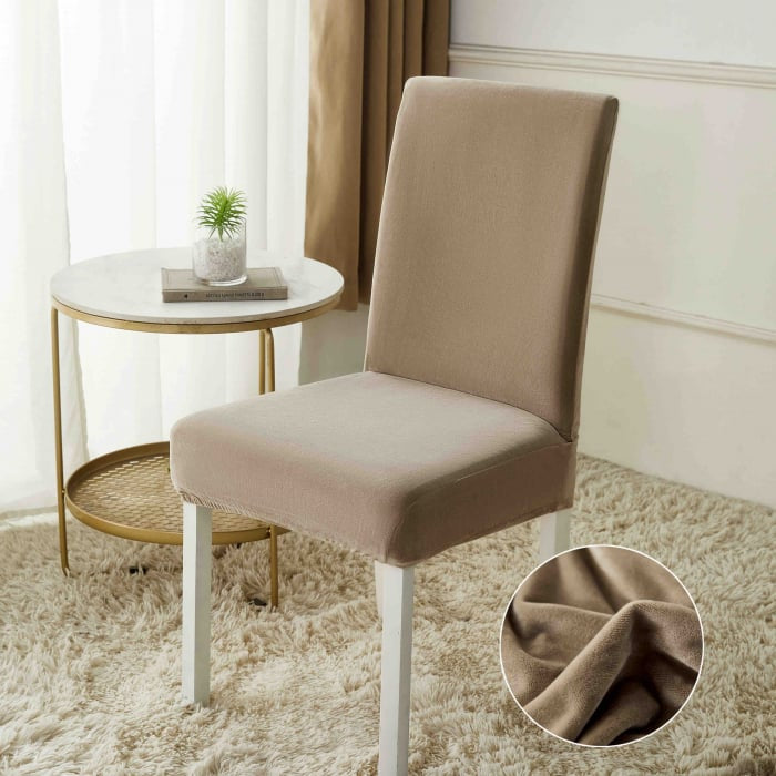 Huse pentru scaun din Catifea cu elastic, Bej C857