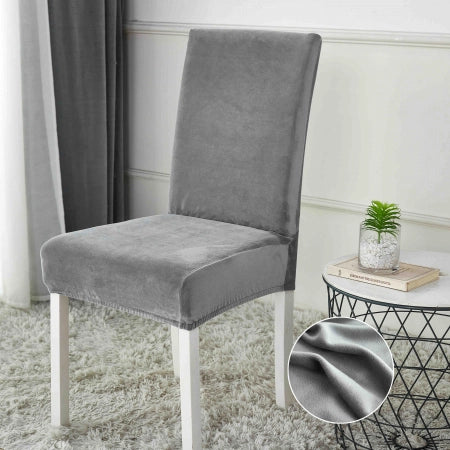 Huse pentru scaun din Catifea cu elastic, Gri, Jojo C861