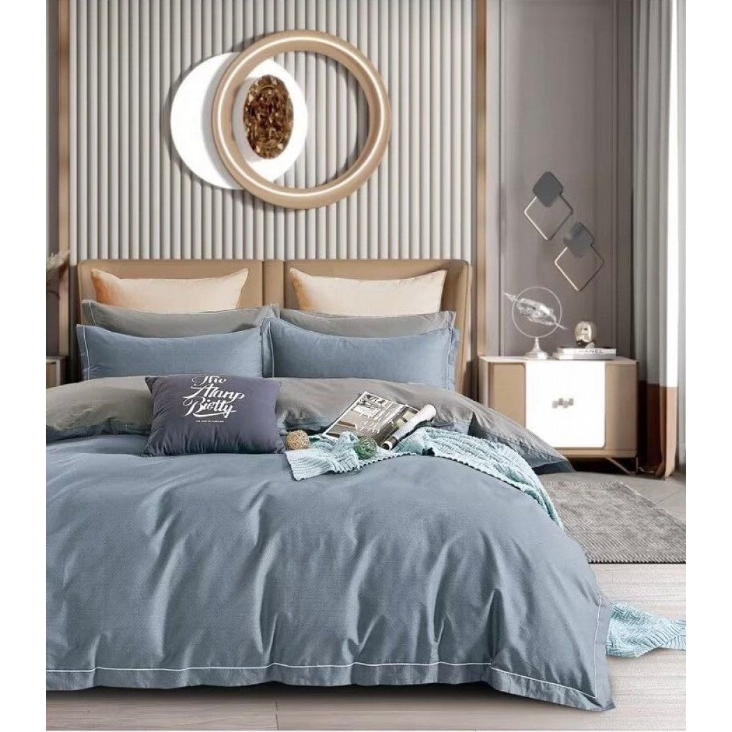 Lenjerie bumbac 100% cu 4 piese pentru pat dublu Super Design Pucioasa C1368