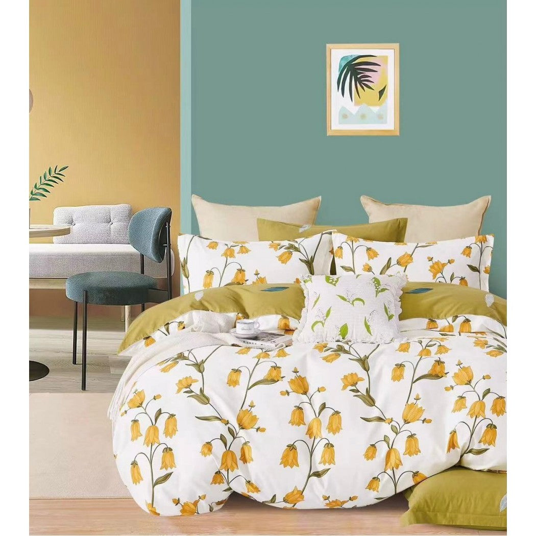 Lenjerie bumbac 100% cu 4 piese pentru pat dublu Super Design Pucioasa C1372