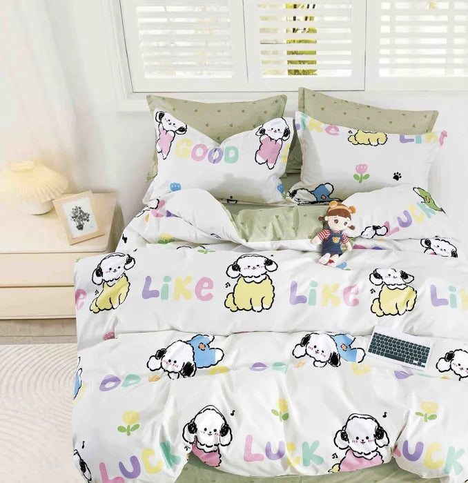 Lenjerie de pat, 1 persoana, Bumbac Finet, 4 piese Jojo C419