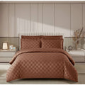 Lenjerie de Pat Damasc Premium Maro, 4 Piese, pentru 2 Persoane, cu Cearceaf Elastic 180x200 cm, Model P?tr??ele – C1482