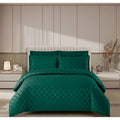 Lenjerie de Pat Damasc Premium Verde , 4 Piese, pentru 2 Persoane, cu Cearceaf Elastic 180x200 cm, Model P?tr??ele – C1484