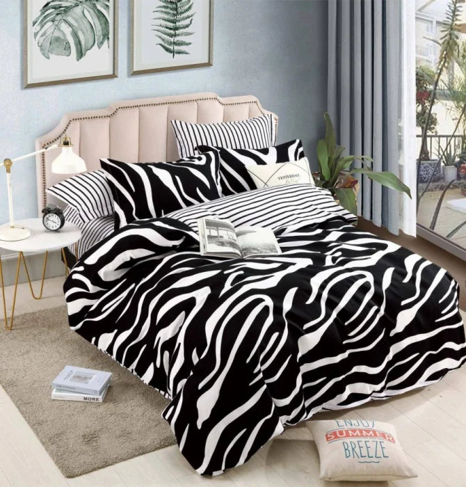Lenjerie de pat dublu, 6 Piese, Cearceaf cu Elastic, Bumbac Finet Jojo Home DH013