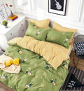 Lenjerie de pat dublu, 6 Piese, Cearceaf cu Elastic, Bumbac Finet, Verde Albinute DH018
