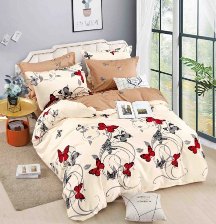 Lenjerie de pat dublu, 6 Piese cu Elastic, Bumbac Finet Jojo Home DH023