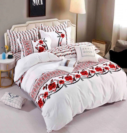 Lenjerie de pat dublu, 6 Piese cu Elastic, Bumbac Finet Jojo Home DH047