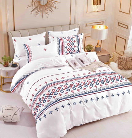 Lenjerie de pat dublu, 6 Piese cu Elastic, Bumbac Finet Jojo Home DH045