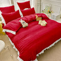 Lenjerie de pat dublu, Bumbac Creponata, 6 piese, Jojo Home C311