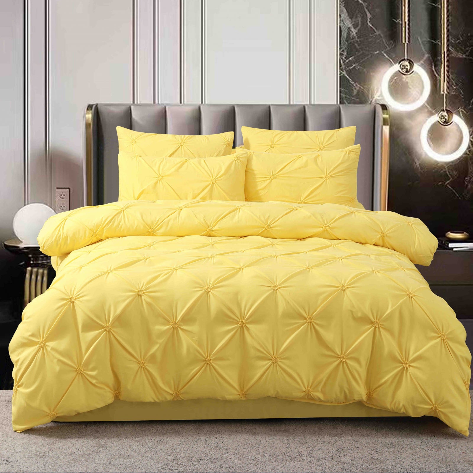Lenjerie de pat dublu, Bumbac cu Pliuri, 6 piese, Jojo Home C326