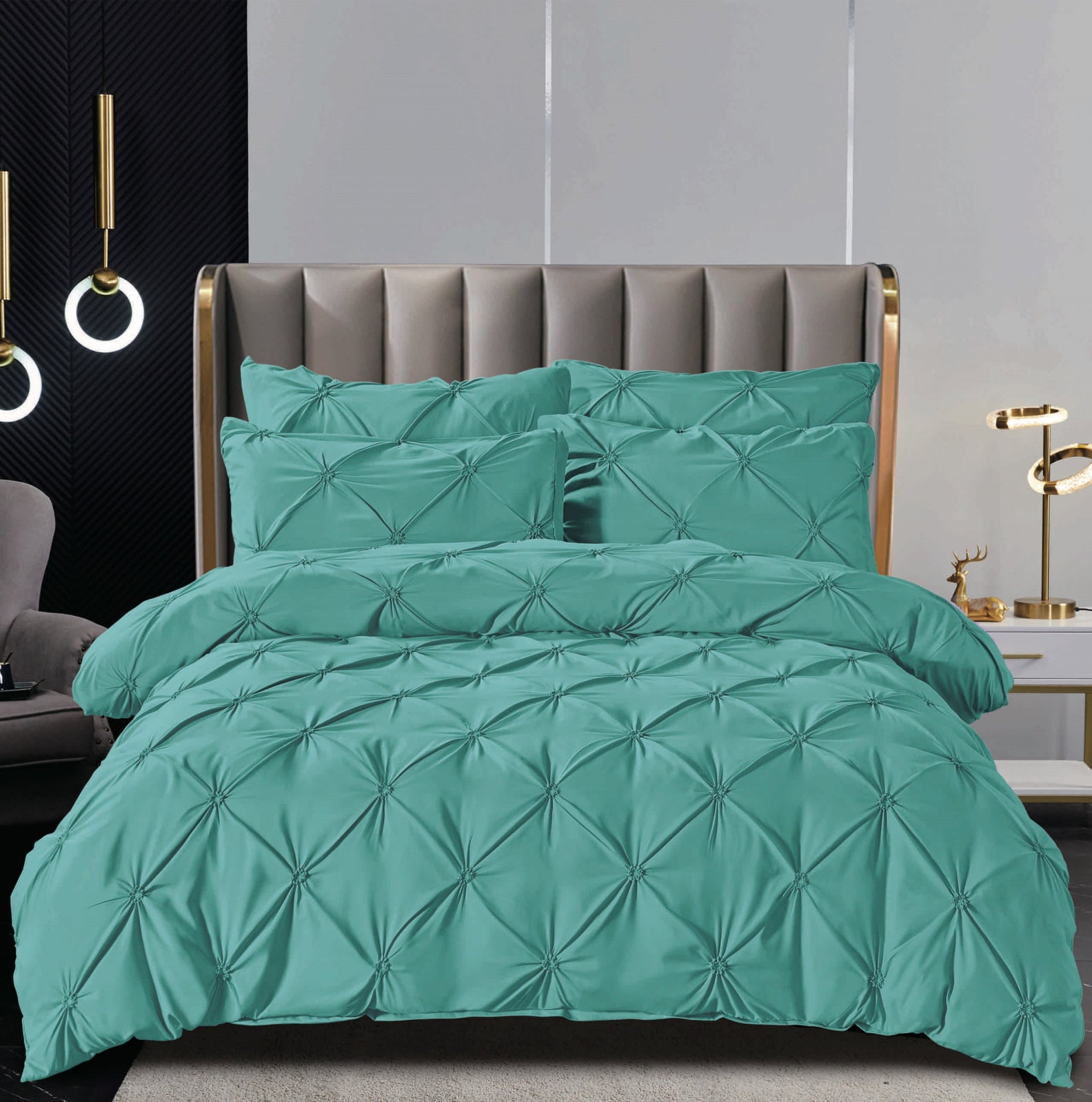 Lenjerie de pat dublu, Bumbac cu Pliuri, 6 piese, Jojo Home C332